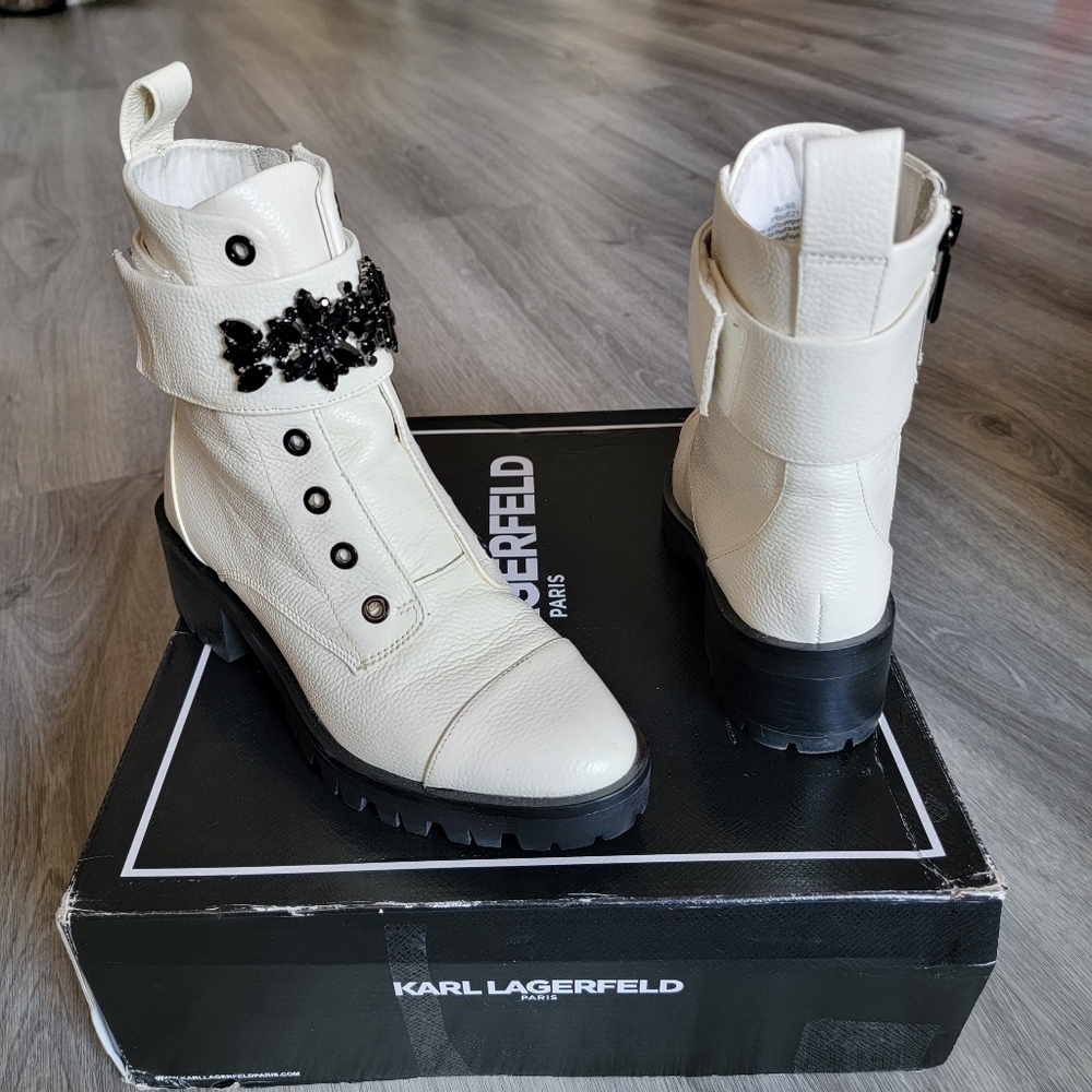 Karl Lagerfeld Paris Pipa Crystal Embellishment Platform Boot